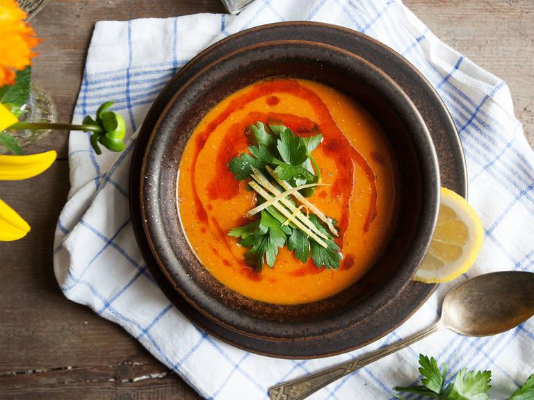 Turkish-inspired red lentil soup