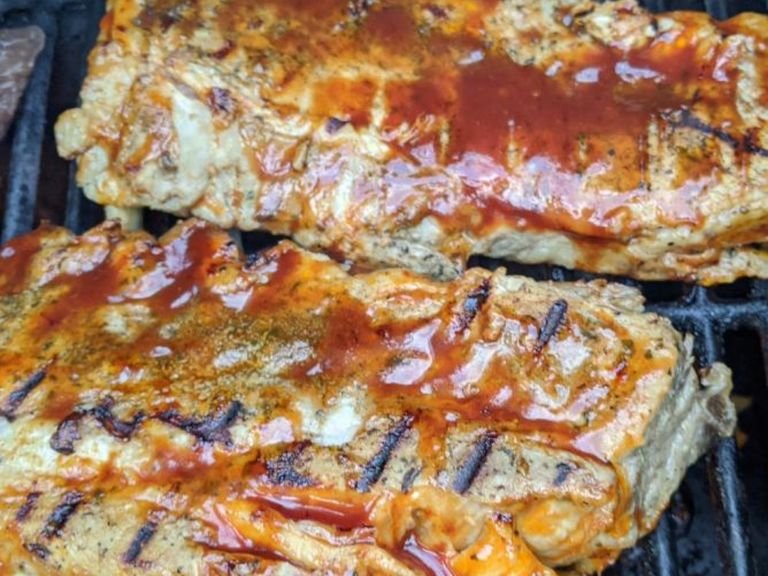 This step can be done in the oven see or next day, or you can take the cooled down ribs from the over to a cottage and put it on a BBQ. All you need to do is brush BBQ sauce on both sides and put it on BBQ or broil it in the oven for 5 minutes.