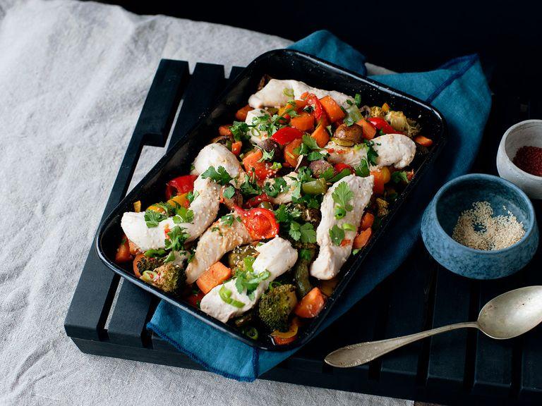 Sheet pan sesame chicken and vegetables