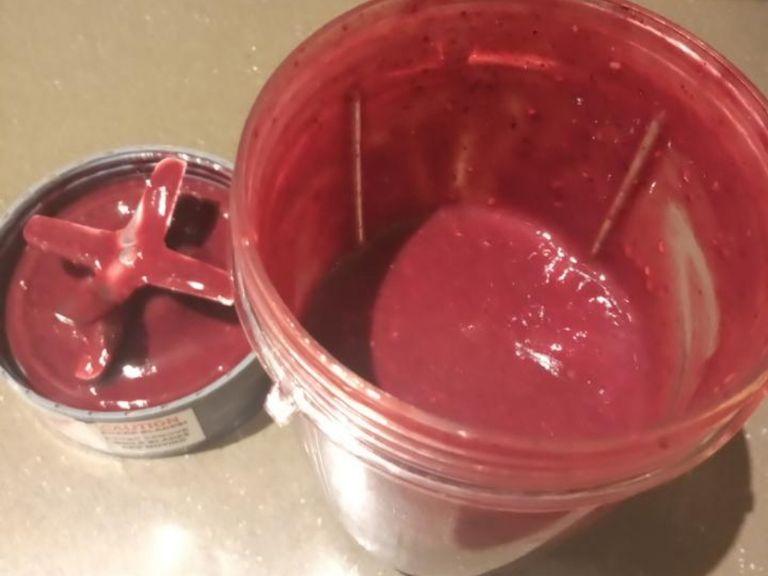 Once berry compote has cooled, using a blender or food processer, ensure the compote is a smooth consistency - that of a puree. Put through a mesh strainer in order to remove seeds (optional) and set aside in a jug.