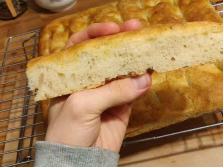 bake at 210c for 23 minutes, or until the top is between golden and golden brown. leave to cool on a wire rack for one hour before cutting or this will ruin the consistency of the bread.