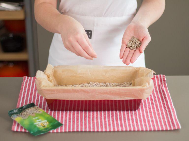Transfer dough to a parchment-lined loaf pan. Sprinkle sunflower seeds on top. Bake in preheated oven at 180°C/350°F for approx. 50 – 60 min. Enjoy for breakfast or as a light snack!