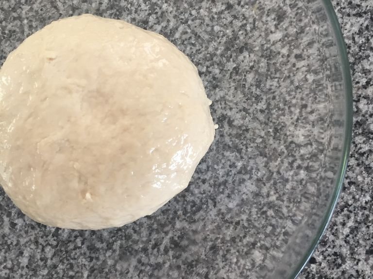 knead for ten minutes. I know it sound like a lot, but it is totally worth it. Coat with oil and cover with a plastic bag and a kitchen towel. Set to rise for about 30 minutes in a warm place.