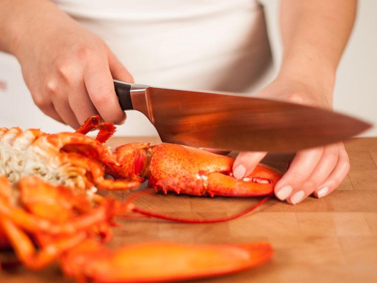 With the same knife, cut small slits in the claws to vent while cooking.
