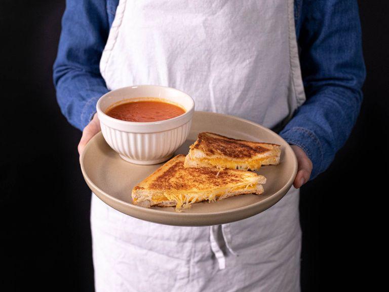 5-ingredient grilled cheese and tomato soup