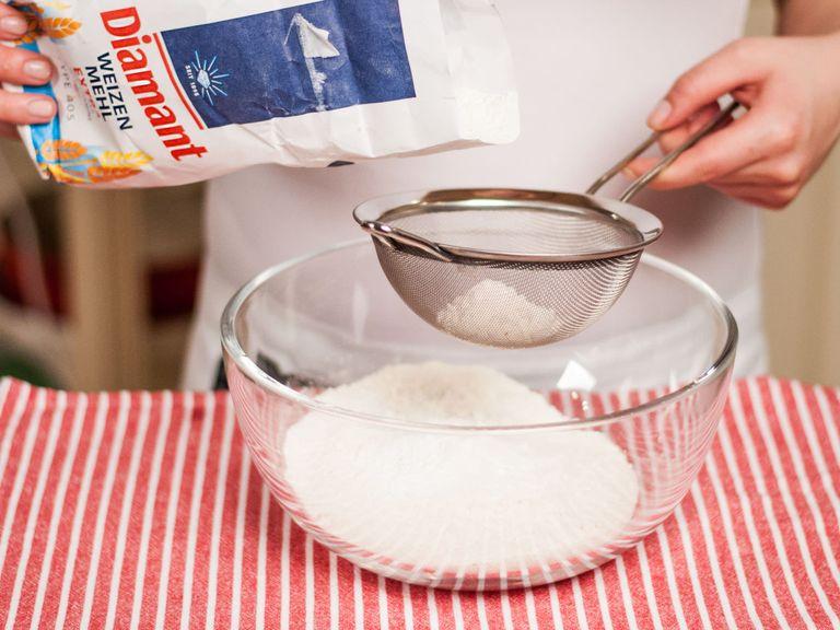 Preheat oven to 180°C/350°F. In a bowl, mix flour, baking soda, and salt.