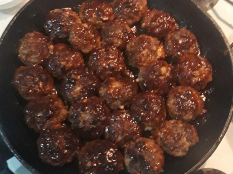 Finally turn off the oven, add meatballs and mix them.