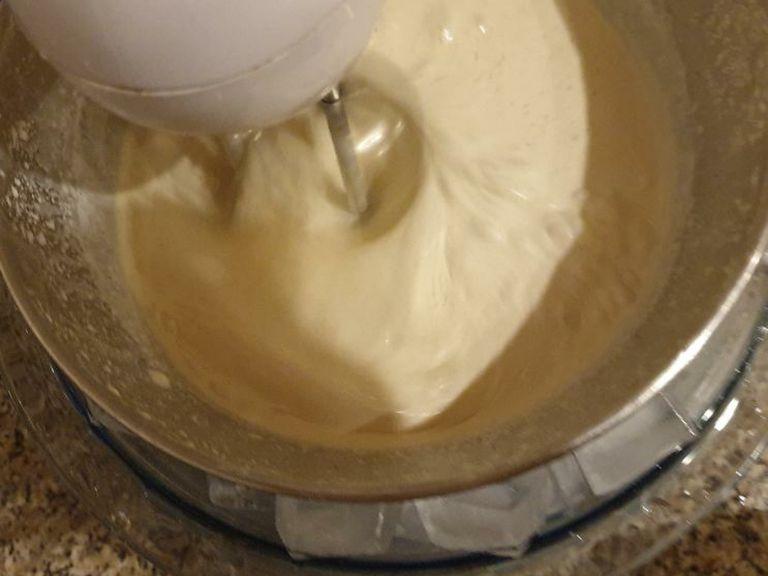 Whisk the custard into the double cream, in a bowl sat over some ice.