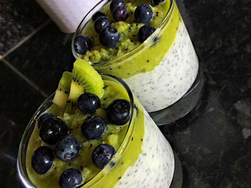 Healthy and fresh dessert with chia