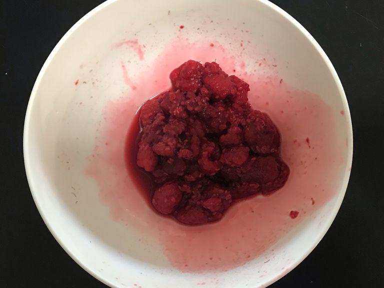 For the Macerated Raspberries, combine ingredients together in a bowl and set aside to macerate for 30 minutes.
