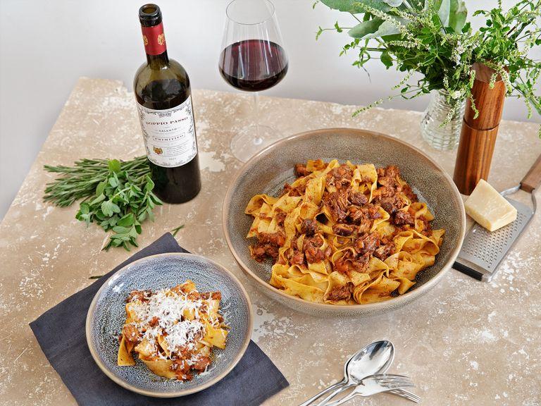 Pork and red wine ragu with pappardelle