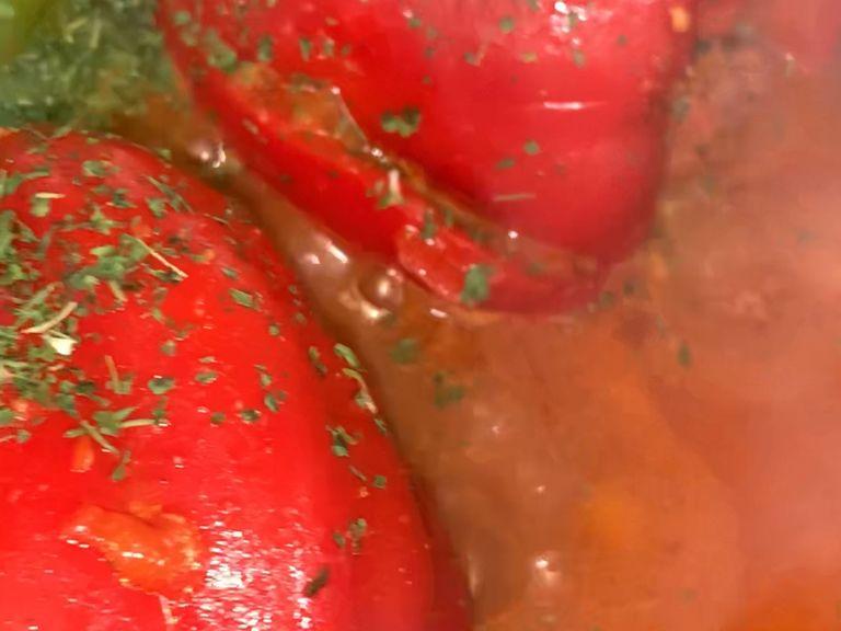 Add the remaining tomato sauce and paste mix. Add water until a sauce is created. Add lemon or salt and parsley according to taste.