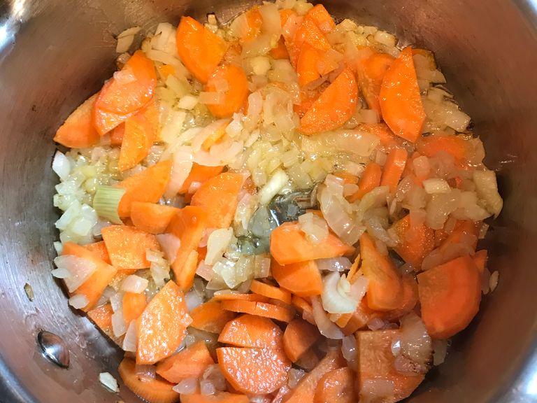 Add the chopped carrots and cook for 5 more minutes