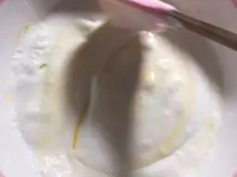 Dissolve baking powder and baking soda in yogurt and then add yogurt to the egg mix.
