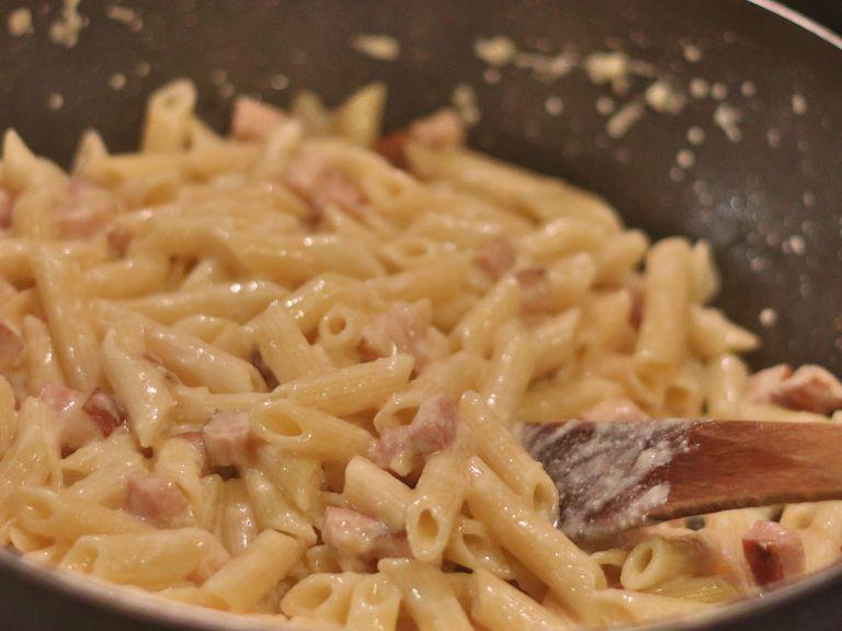 Mix pasta with sauce and toss to combine well. Serve pasta in a large bowl. Enjoy!