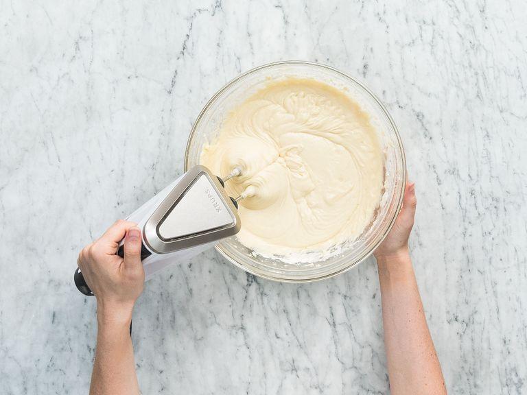 Preheat oven to 180°C/355°F. Add eggs, softened butter, sugar, vanilla sugar, and salt to large bowl and beat until creamy. Mix flour and baking powder in a second bowl, then add to butter mixture along with buttermilk and stir to combine.