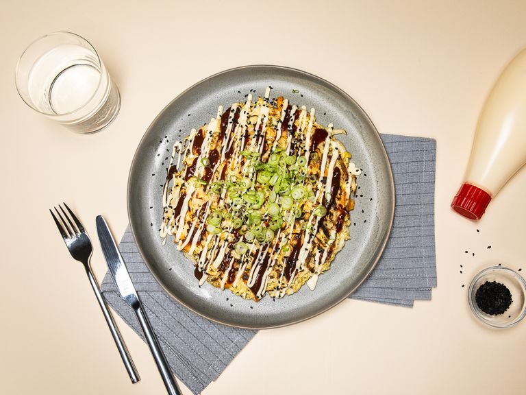 Okonomiyaki (Savory Japanese Napa cabbage pancake)
