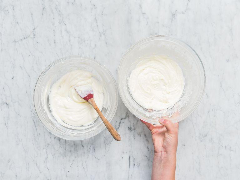 In a separate bowl, add mascarpone cheese, confectioner’s sugar, and vanilla extract and beat until combined. Add cream-gelatin mixture and stir to combine. Carefully fold in the chilled whipped cream.