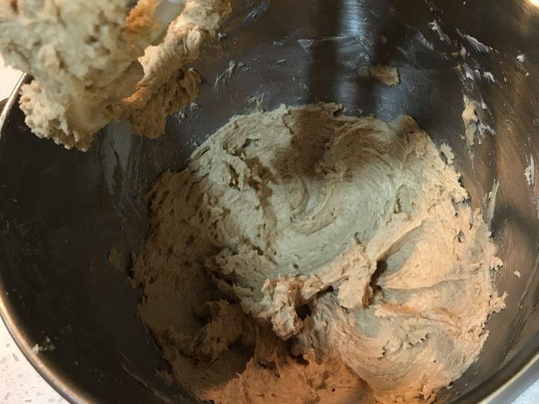 Slowly add the two types of sugar and salt into the creamed butter & ginger while mixing on low speed. Once combined, scrape down the sides of the bowl, then mix on medium speed for 4 minutes, until light and fluffy. If you are using table salt instead of kosher salt, use half the amount of salt.