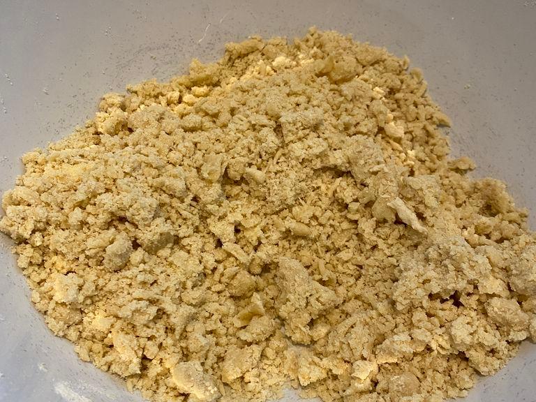 Sieve the flour into a large mixing bowl and rub in the butter (preferably room temperature) with your fingers until the mixture resembles fine breadcrumbs.