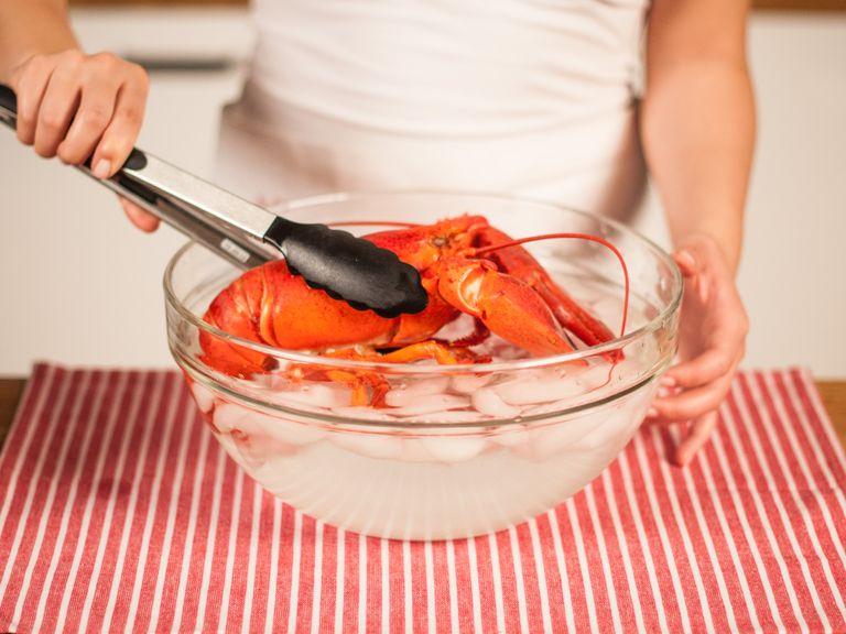 Now, remove the lobster and shock it in an ice bath to stop it from cooking any further.
