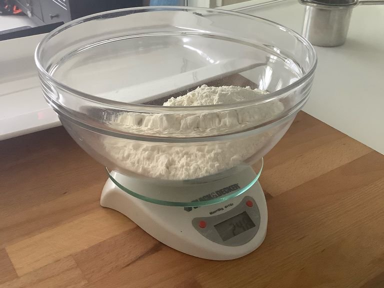 Measure flour out in a bowl using a scale.
