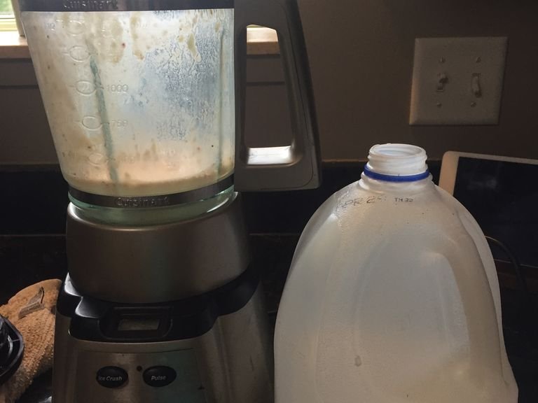 Put milk in blender