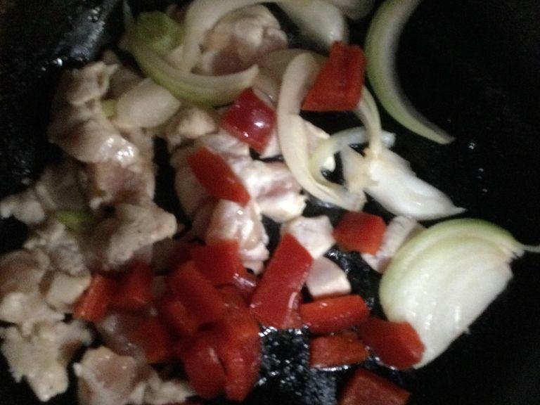 Put ingredients onion and bell pepper mix until maxture
