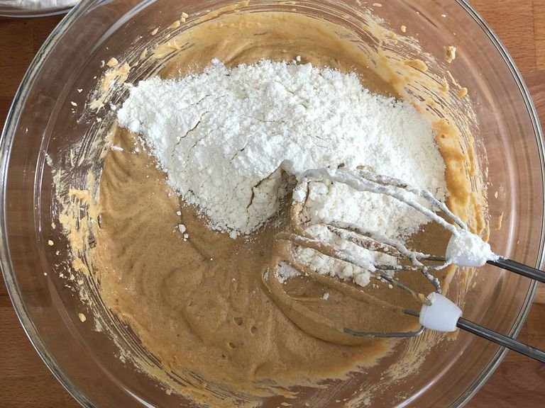 Add miso and tahini to the butter-sugar mixture and mix until combined. Scrape down the sides of the bowl and mix again. Add egg and vanilla and mix just to combine, then add some of the flour mixture and mix in on low speed. Add remaining flour and mix just until combined.