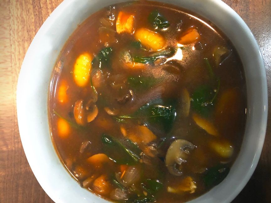 Chicken Mushroom Gnocchi soup for one