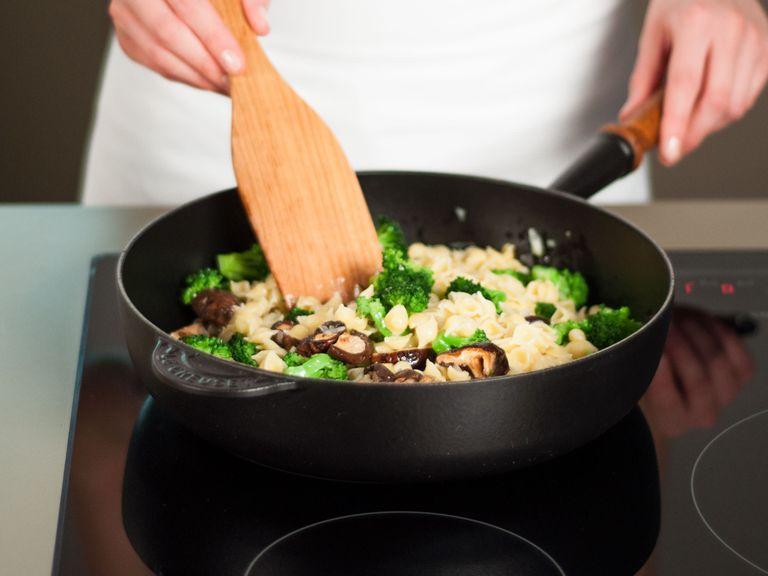 Add pasta to pan and continue to sauté, stirring occasionally,  for approx. 1 – 2 min.