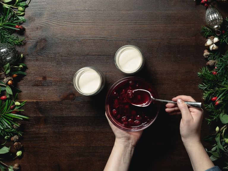 Serve the panna cotta with the mulled wine cherries on top. Decorate with a sprig of rosemary. Enjoy chilled or at room temperature!