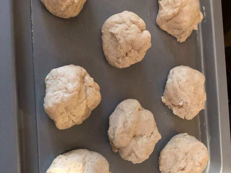 Drop your dough onto a cookie sheet 
