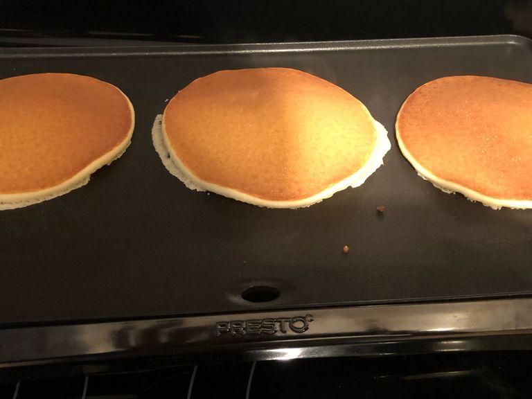 Cooking on the griddle for 2-3 minutes for each side depends how big is the pancake