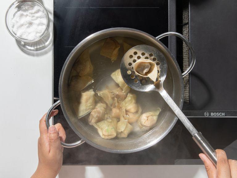 To cook the wontons, add the desired amount to a large pot of boiling water over medium-high heat. You can store the remaining, uncooked wontons in the freezer for up to 1 month). Cook until the wontons are floating and the wrappers are almost translucent, approx. 5 min.