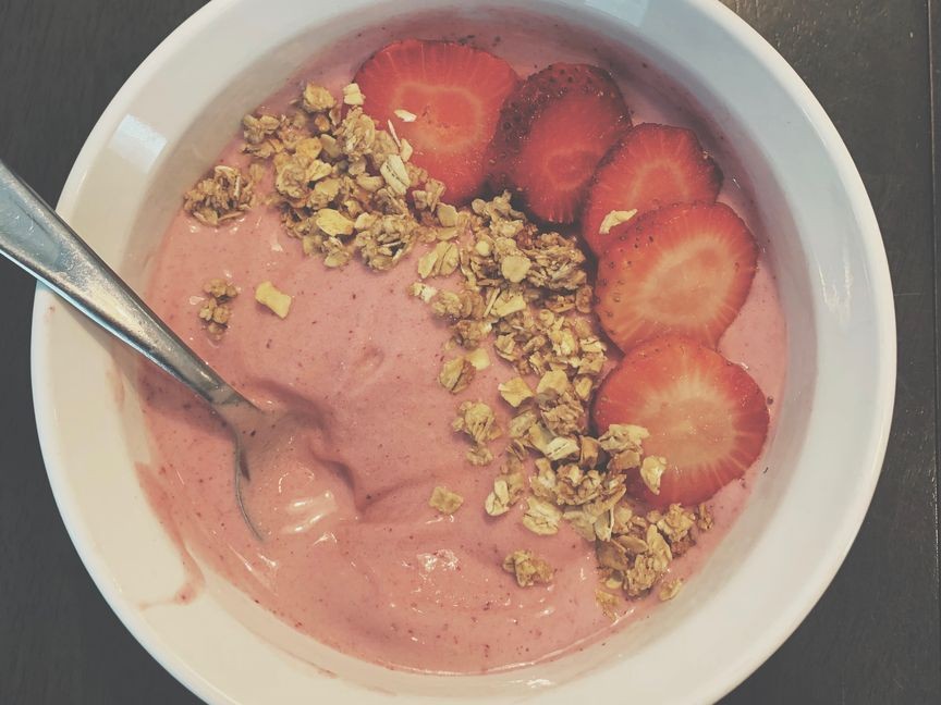 Strawberry Banana Breakfast Ice Cream Bowl