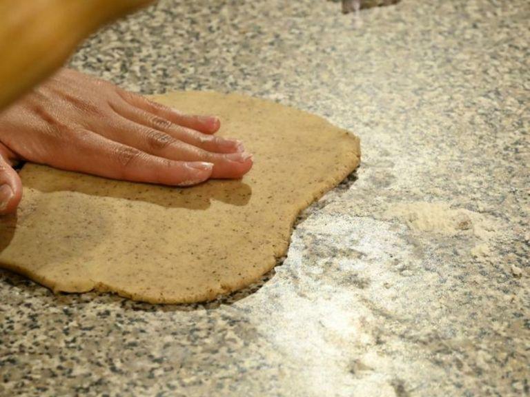 Turn the dough on to a floured surface and gently roll to a thickness of 1cm.