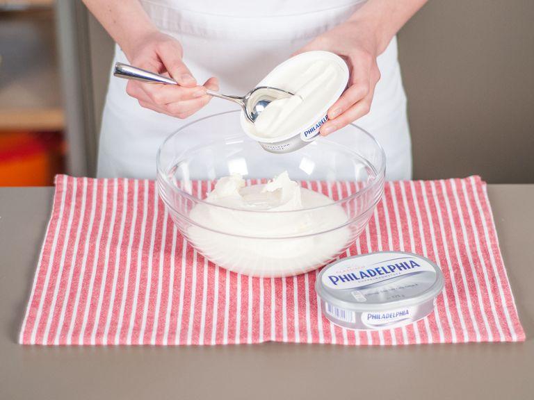 Add cream cheese to yogurt. Stir well to combine.