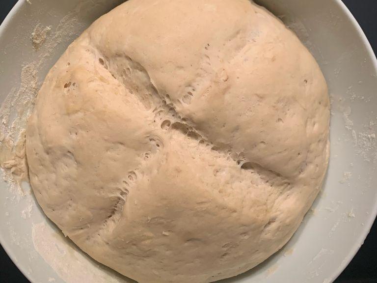 After resting time your dough will have doubled its volume. 