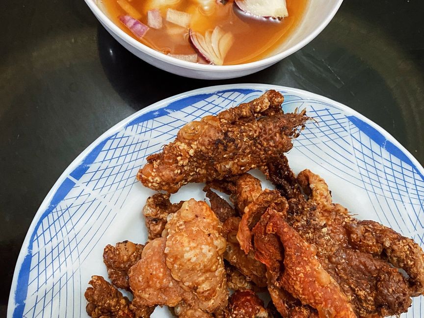 Crispy chicken dish + spicy vinegar dip
