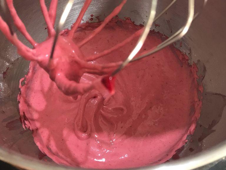 For the Raspberry Meringue, combine the puree, egg white and sugar in the bowl of a stand mixer and whisk until thick peaks form, about 10 minutes.